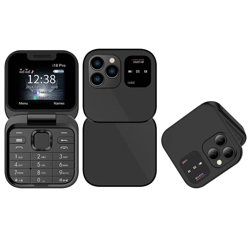 Telemóvel i16 Flip Pro Dual Sim Black - Novo