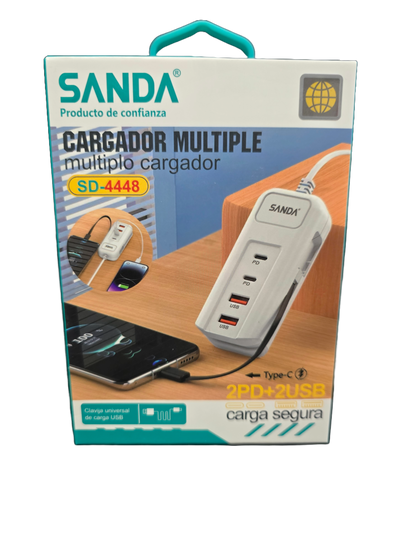 Carregador Multiplo 2PD+2USB Sanda SD-4448