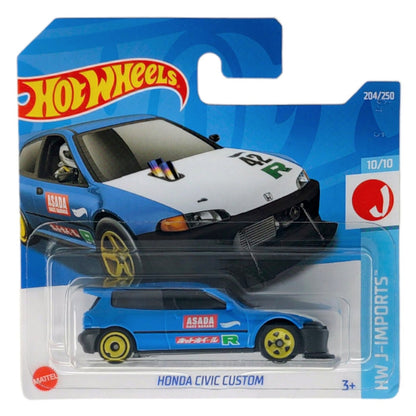 HOT WHEELS HONDA CIVIC CUSTOM BLUE 204/250 HW J-IMPORTS 2022 10/10 HCT11