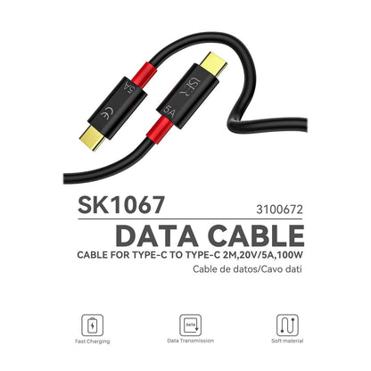 DATA CABLE TYPE-C TO TYPE-C 5A 100W 2M SK1067 ISER