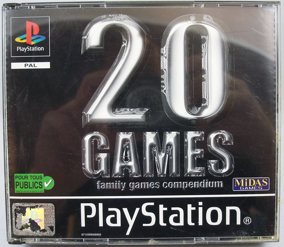 PS1 20 GAMES FAMILY GAME COMPENDIUM  - USADO