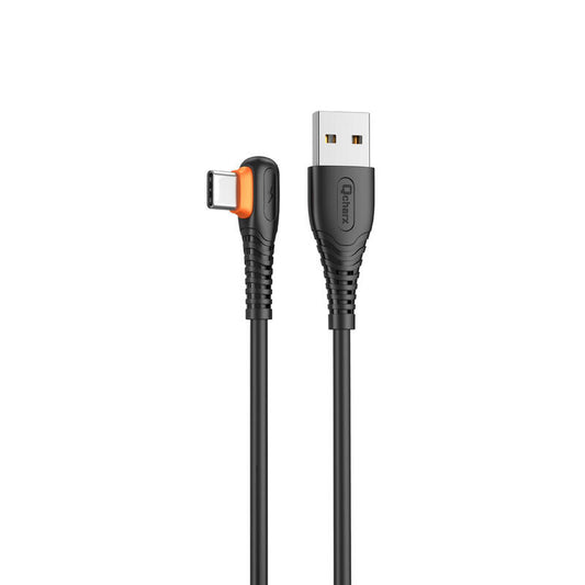 Qcharx London Cabo USB a Tipo C 3A (1 m) PVC Negro em L - NOVO