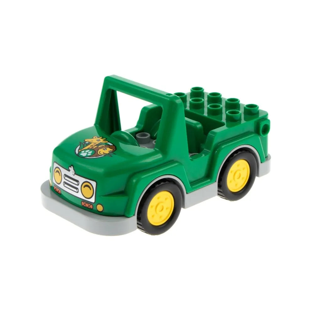 LEGO Duplo GREEN Car Body Off Road with Headlights, Giraffe, and Paw Print Pattern Item No: 20497pb02+15314c01 - USADO