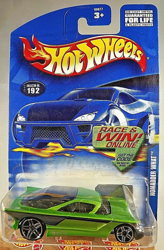 2002 Hot Wheels Collector #192 NOMADDER WHAT Green w/Chrome Pr5 Spoke Wheels (Long Card) 54354