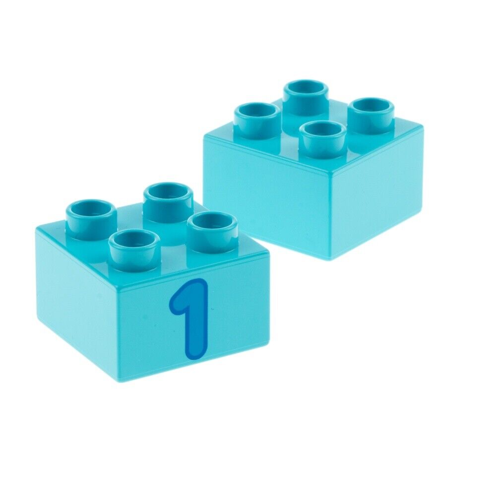 LEGO® DUPLO 6056475 - 3437pb062 , Brick 2 x 2 with Number 1 Blue Pattern - USADO