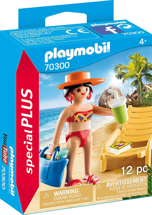Playmobil Figure – Sunbather with Lounge Chair 70300 - NOVO