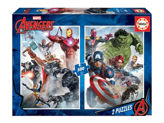 Puzzle 2x 500 PCS Marvel Avengers Vingadores Educa 17994 - NOVO