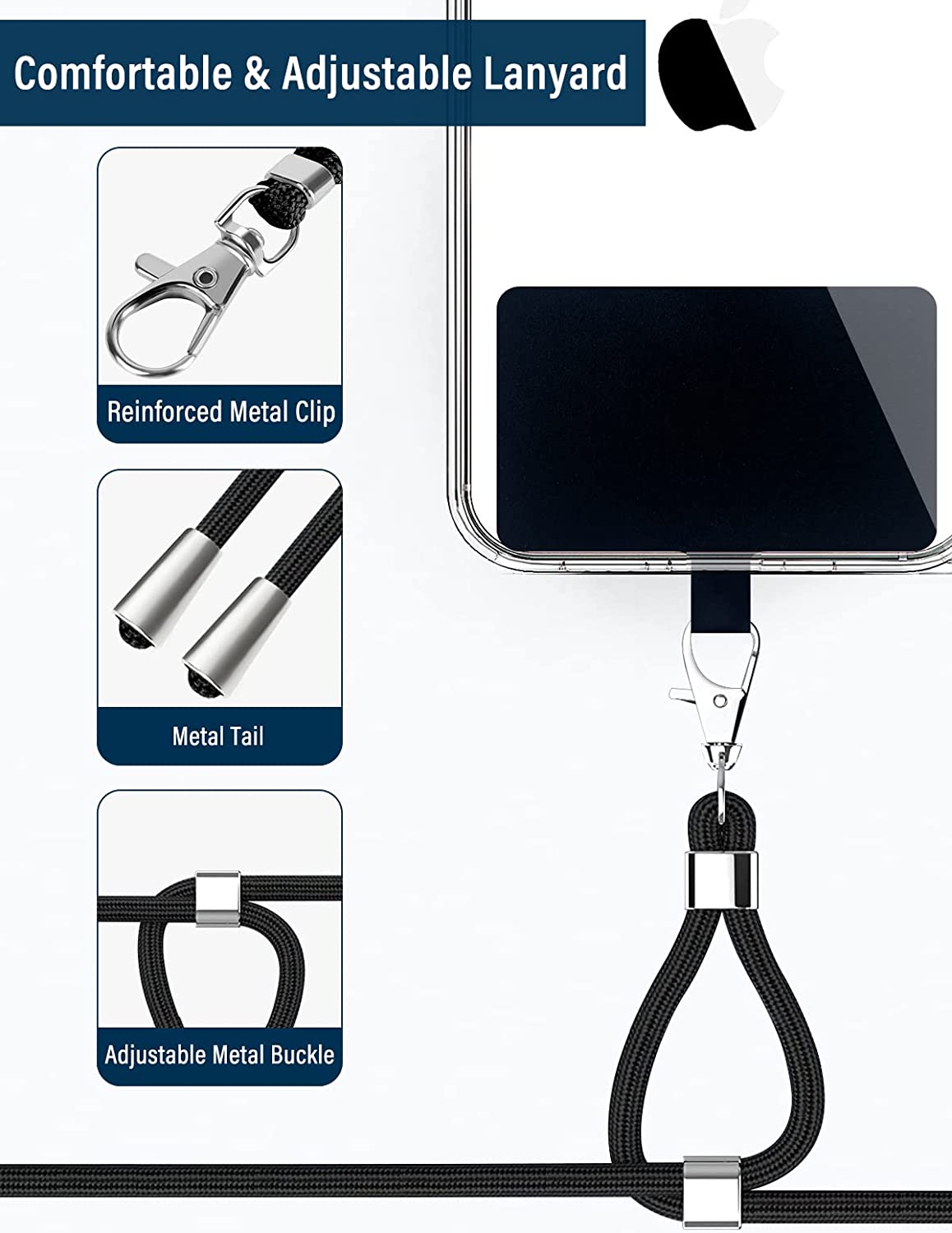 Phone Lenyard Cross Body Neck Strap Preto
