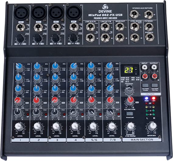 Mesa de Mistura Devine MixPad 802-FX-USB - USADO Grade A