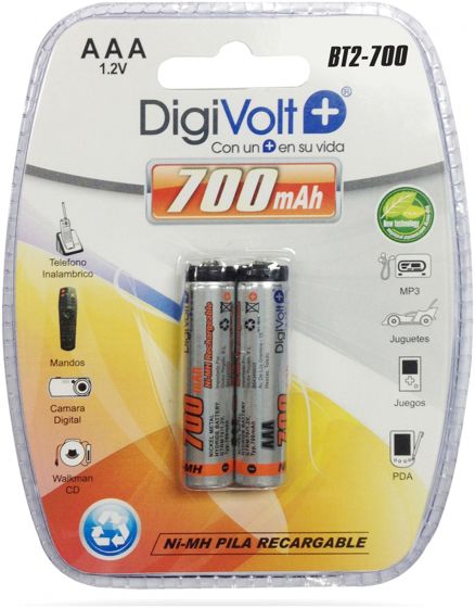 Pilhas recarregaveis AAA 1.2V 2x 700Mah Digivolt BT2-700