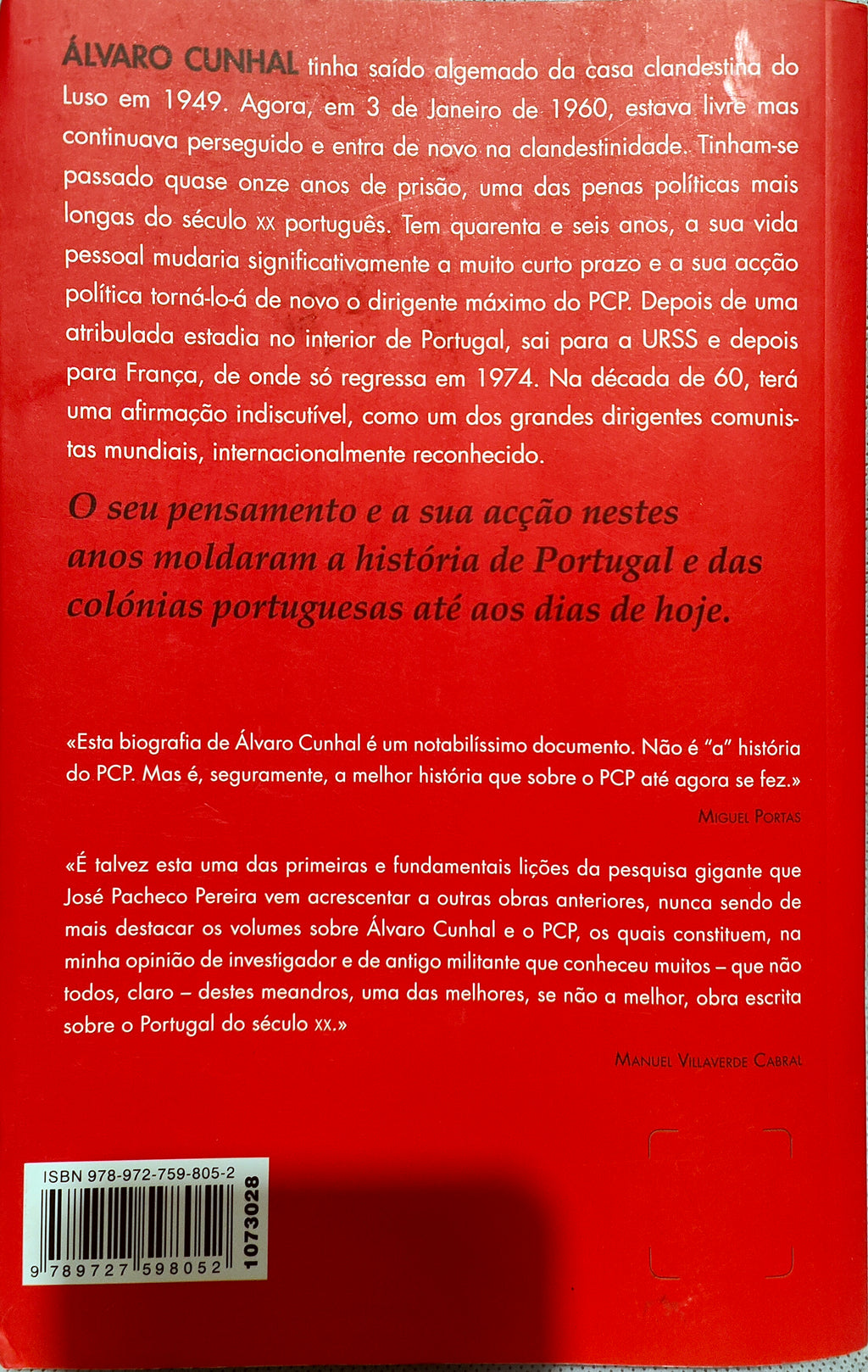 LIVRO Álvaro Cunhal Uma Biografia Política - Volume 4 de José Pacheco Pereira - USADO