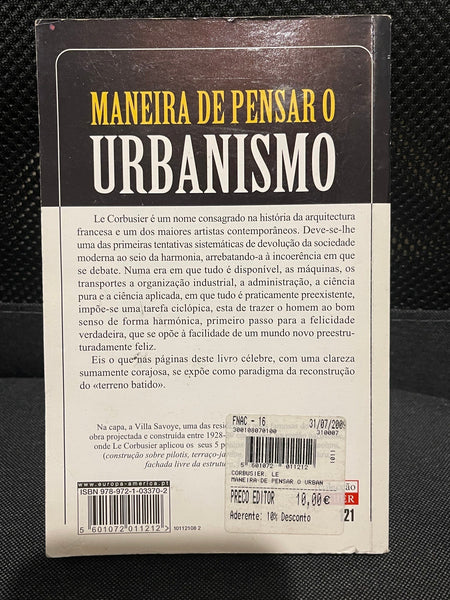 LIVRO Maneira de Pensar o Urbanismo de Le Corbusier - USADO