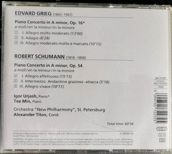 CD Edvard Grieg, Robert Schumann, Igor Uryash, Alexander Titov ‎– The Great Piano Concertos - Grieg, Schumann - USADO
