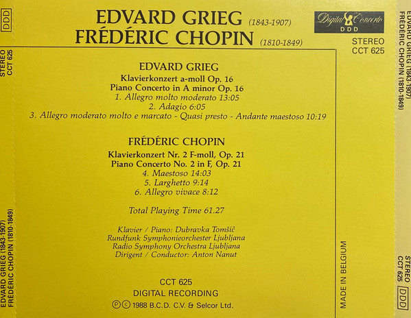 CD Grieg / Chopin – Piano Concerto In A Minor, Piano Concerto No. 2 - USADO