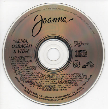 CD Joanna Alma, Coração E Vida - USADO