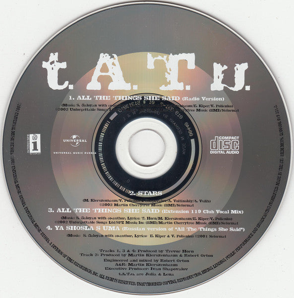 CD t.A.T.u. – All The Things She Said - USADO