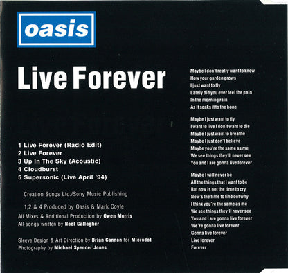 CD Oasis ‎– Live Forever - USADO