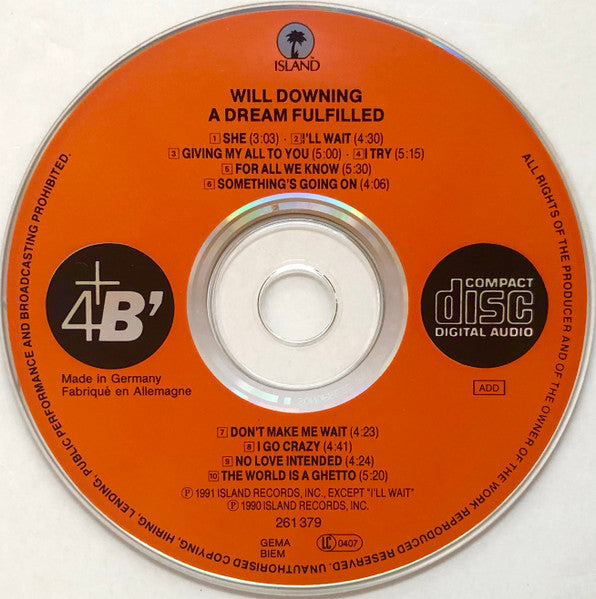 CD Will Downing ‎– A Dream Fulfilled - USADO