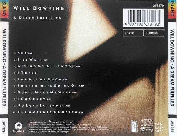 CD Will Downing ‎– A Dream Fulfilled - USADO