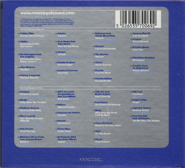 CD Judge Jules & Tall Paul ‎– The Annual 2000 Ministry of Sound - USADO
