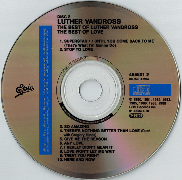 CD Luther Vandross ‎– The Best Of Luther Vandross The Best Of Love - USADO