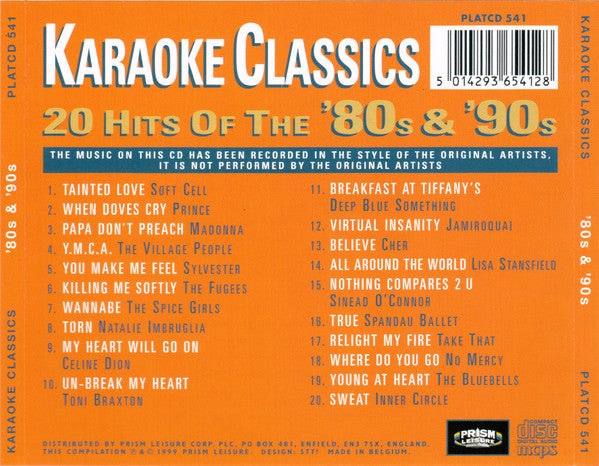 CD Various – Karaoke Classics 20 Hits Of The 80's And 90's - USADO