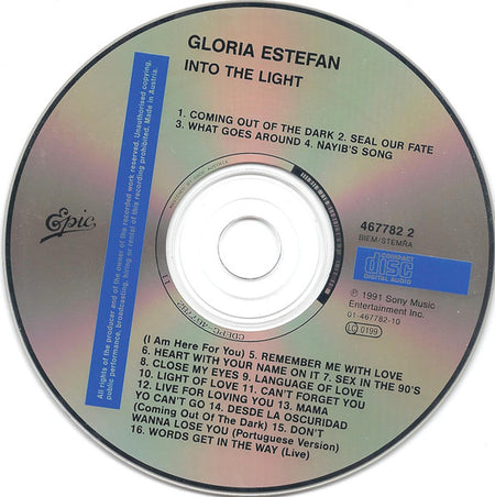 CD Gloria Estefan ‎– Into The Light - USADO