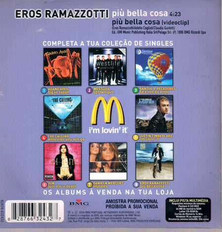 CD Eros Ramazzotti ‎– Più Bella Cosa Mcdonalds - USADO