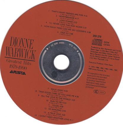 CD Dionne Warwick ‎– Greatest Hits 1979-1990 - USADO