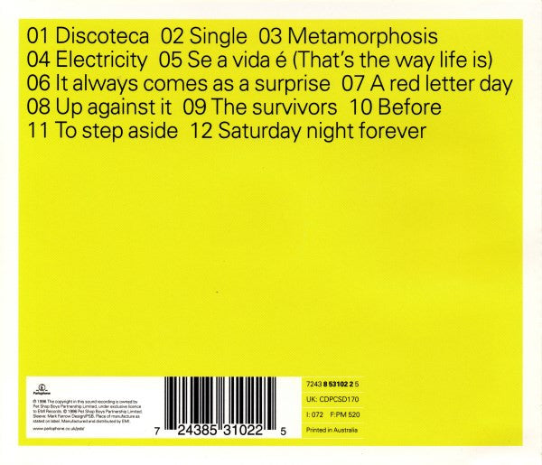 CD Pet Shop Boys ‎– Bilingual - USADO