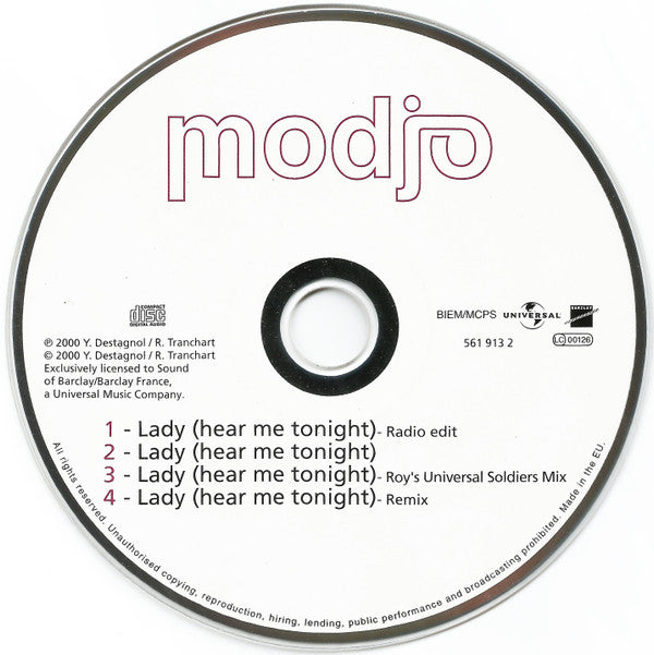 CD Modjo ‎– Lady Hear Me Tonight -USADO