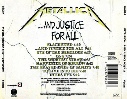 CD Metallica ‎– ...And Justice For All - USADO