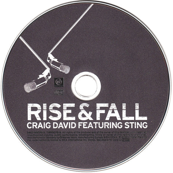 CD Craig David Featuring Sting ‎– Rise & Fall - USADO