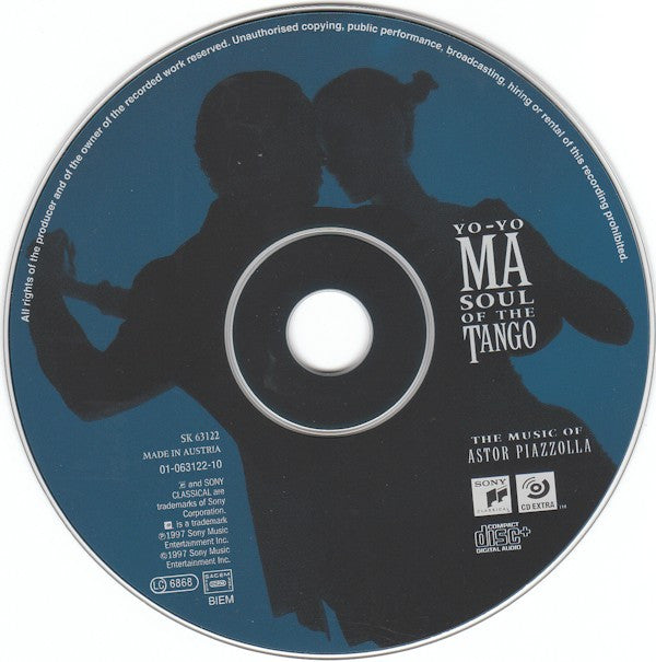 CD Yo-Yo Ma, Astor Piazzolla ‎– Soul Of The Tango The Music Of Astor Piazzolla - USADO