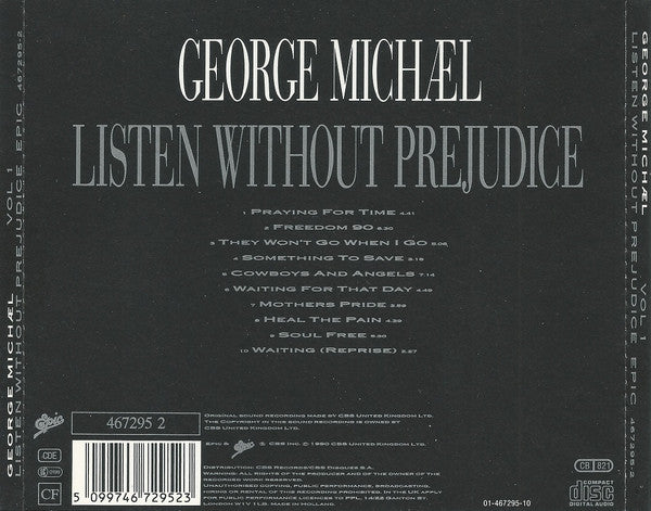 CD George Michael – Listen Without Prejudice Vol 1 - USADO