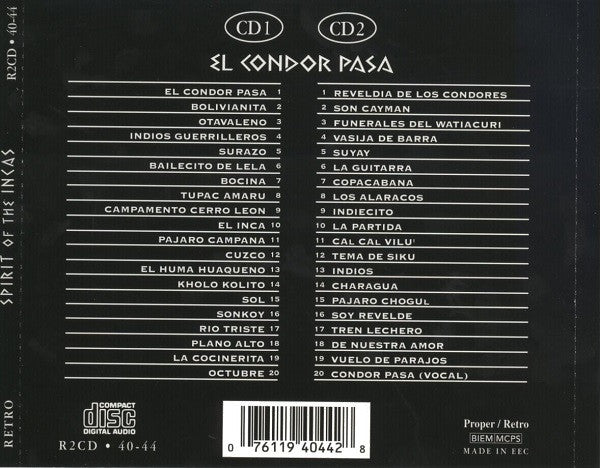 CD Various ‎– Spirit Of The Incas - Flute Music Of The Andes 2 CDS - USADO