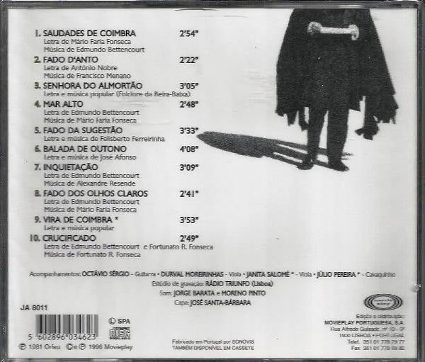 CD José Afonso ‎– Fados De Coimbra E Outras Canções - USADO