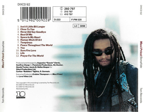 CD Maxi Priest ‎– Bonafide - USADO