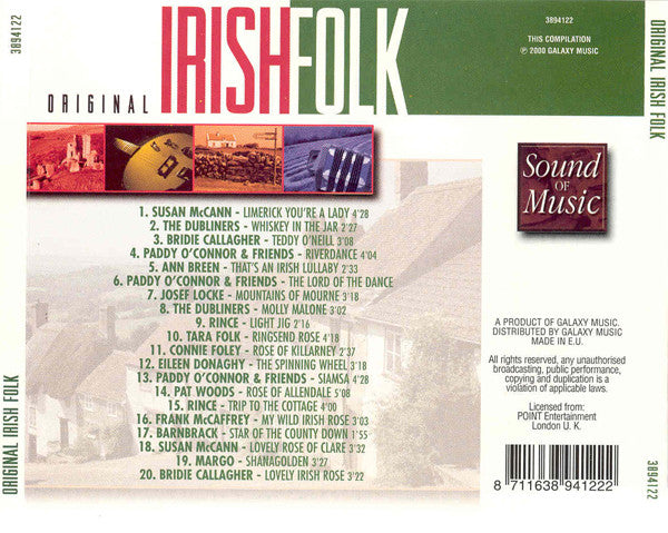 CD Various ‎– Original Irish Folk - NOVO