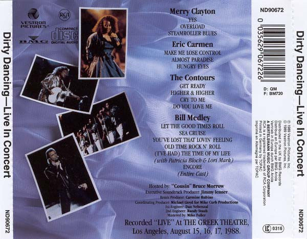 CD Various ‎– Dirty Dancing - Live In Concert - USADO