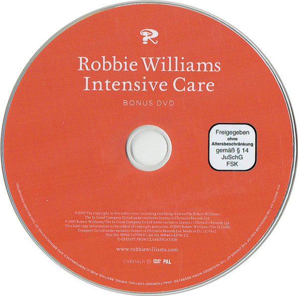 CD + DVD Robbie Williams ‎– Intensive Care - USADO