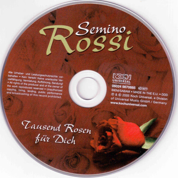 CD Semino Rossi ‎– Tausend Rosen Für Dich - USADO