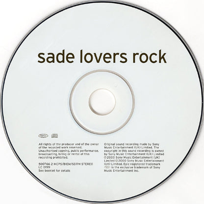 CD Sade – Lovers Rock - USADO