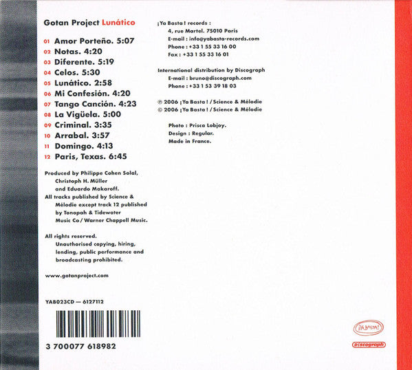 CD Gotan Project ‎– Lunático - USADO