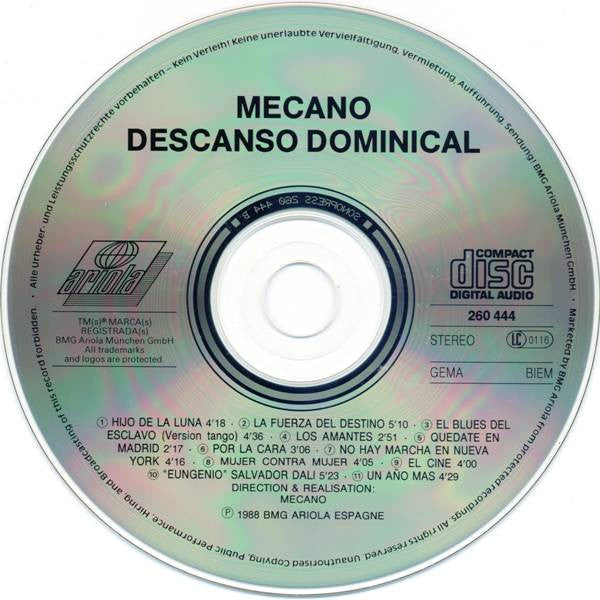 CD Mecano – Descanso Dominical -USADO