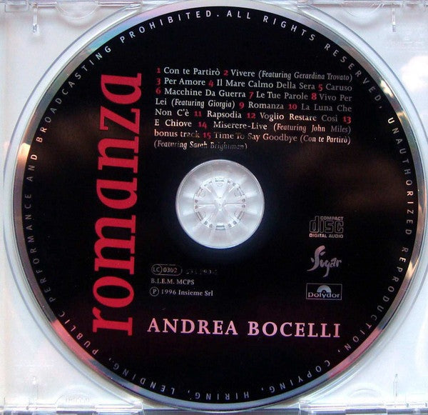 CD Andrea Bocelli ‎– Romanza - USADO