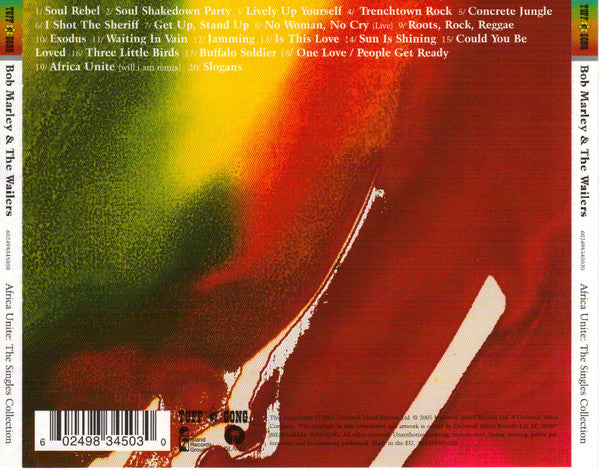 CD Bob Marley & The Wailers ‎– Africa Unite: The Singles Collection - USADO