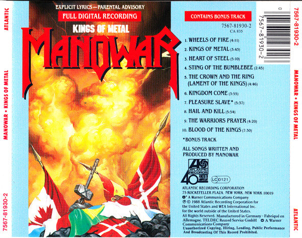 CD Manowar ‎– Kings Of Metal - USADO