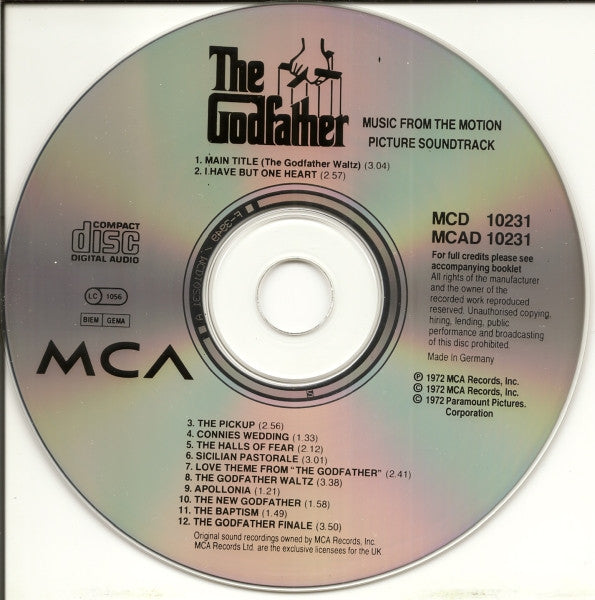 CD Nino Rota ‎– The Godfather Music From The Original Motion Picture Soundtrack - USADO