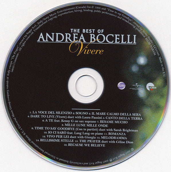 CD + DVD Andrea Bocelli ‎– Vivere - The Best Of Andrea Bocelli Deluxe Edition - USADO